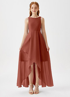 Azazie Lizette Junior Auburn A-Line Pleated Chiffon Dress image3