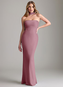 Azazie Lusinda Bridesmaid Dresses Vintage Mauve Mermaid Off the Shoulder Chiffon Convertible Dress image1