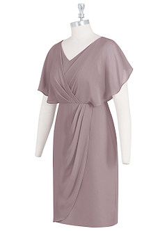 Azazie Julia Kleider für die Brautmutter Etui V-Hals Gefaltet Chiffon Kleid Dämmerung image8