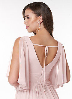 Azazie Temeka Bridesmaid Dresses Blushing Pink A-Line Ruched Chiffon Dress image5