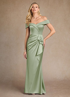 Azazie Laredo vestidos de madre de la novia Vestido de Salvia Polvorienta de Satén Elástico de Sirena con Vestidos sin tirantes image3