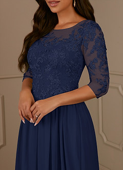 Azazie Harriet Mother of the Bride Dresses Dark Navy A-Line Scoop lace Mesh Dress image5