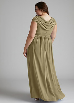 Azazie Organa Abiti da Damigella Abito A-Line in Chiffon Plissettato Verde Muschio image10