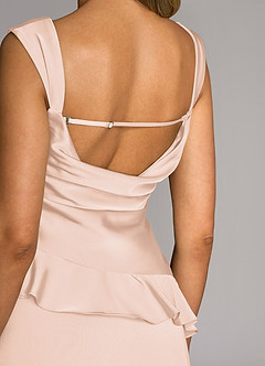Azazie Sloane Bridesmaid Dresses Blushing Pink A-Line Sweetheart Neckline Stretch Satin Dress image6