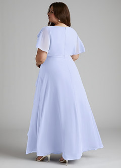 Azazie Aaliyah Modest Bridesmaid Dresses A-Line Scoop Pleated Chiffon Floor-Length Dress image9