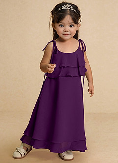 Azazie Temi Jurken voor bloemenmeisjes A-Lijn Jurk van Chiffon Spaghetti Bandje Druif image6