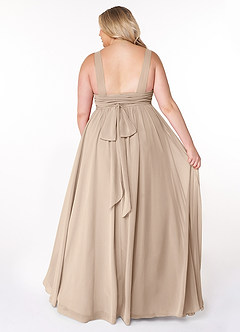 Azazie Kora Bridesmaid Dresses Taupe A-Line Pleated Chiffon Dress image8