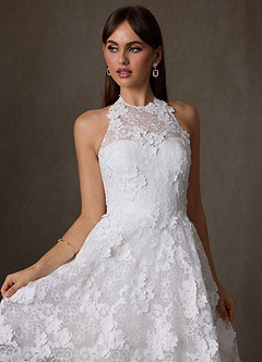 Azazie Cyra Wedding Dresses Diamond White A-Line Lace Dress image6