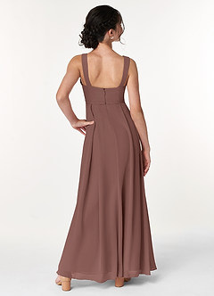 Azazie Simoan Junior Espresso A-Line Sweetheart Neckline Chiffon Dress image2