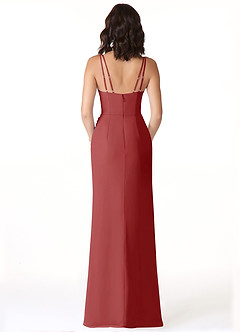 Azazie Leo Bridesmaid Dresses Rust Mermaid V-Neck Pleated Chiffon Dress image3