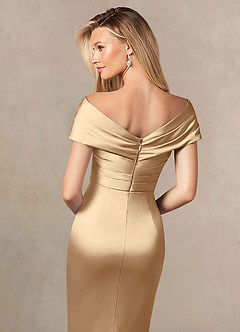 Azazie Ludlow Venta final Vestido de Champán de Satén Elástico de Corte Sirena con Plisado image5