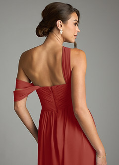 Azazie Kassandra Bridesmaid Dresses Terracotta A-Line Off the Shoulder Chiffon Dress image7