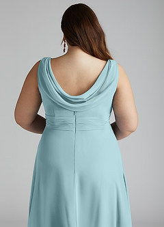 Azazie Karina Bridesmaid Dresses Sea Glass A-Line Pleated Chiffon Dress image10