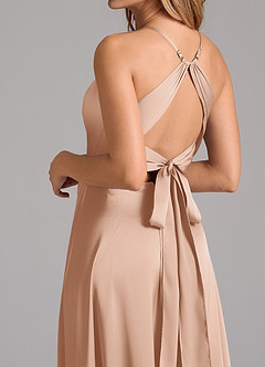 Azazie Evalleen Bridesmaid Dresses English Rose A-Line Pleated Stretch Satin Dress image2