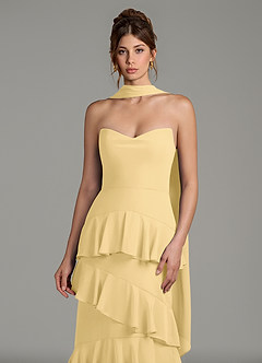 Azazie Imani Bridesmaid Dresses Butter A-Line Ruched Chiffon Dress image2