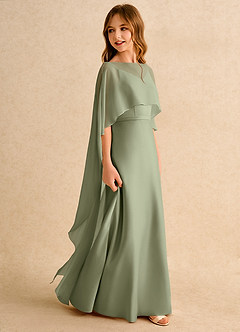 Azazie Fishie Girls Formal Flower Girl Dresses Pistachio A-Line Matte Satin Dress image6