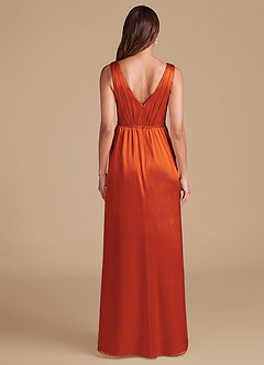 Azazie Tanicia Bridesmaid Dresses Paprika A-Line Pleated Metallic Satin Dress image6