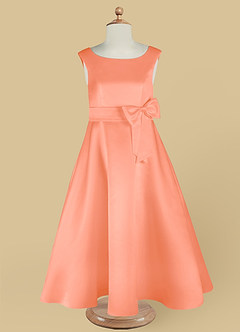 Azazie Lindy Flower Girl Dresses Sunset A-Line Pleated Matte Satin Dress image13