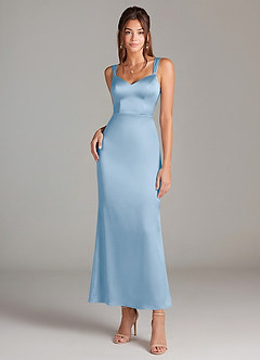 Azazie Denice Brudtärnklänningar Klä av Tubklänning i Stretch Satin Plisserad Puderblå image3