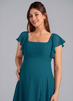 Azazie Bondi Maternity Bridesmaid Dresses A-Line Ruched Chiffon Floor-Length Dress image5