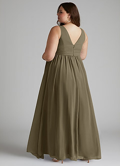 Azazie Yetta Abiti da damigella d'onore premaman Abito A-Line Arricciato con Scollo a V Chiffon Floor-Length image10