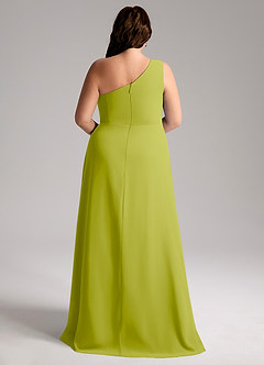 Azazie Brooke Bridesmaid Dresses Lemongrass A-Line One Shoulder Chiffon Dress image9
