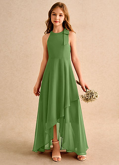 Azazie Boop Girls Formal Abiti da Ragazza di Fiori Abito A-Line in Chiffon Fiocco Basilico image4