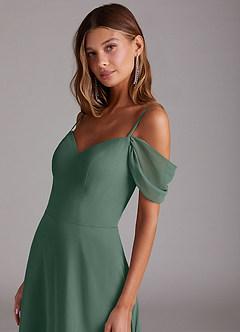 Azazie Marley Bridesmaid Dresses Sea Moss A-Line Off the Shoulder Chiffon Convertible Dress image8