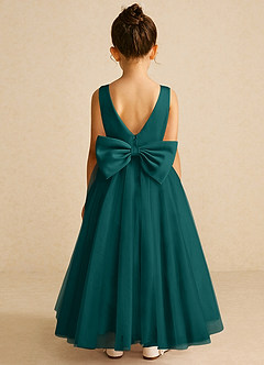 Azazie Pumpkin Flower Girl Dresses Peacock A-Line Convertible Tulle Dress image6