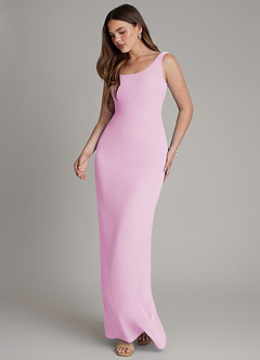 Azazie Hadley Bridesmaid Dresses Candy Pink Mermaid Pleated Chiffon Dress image4