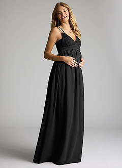 Azazie Emree Maternity Bridesmaid Dresses A-Line Chiffon Floor-Length Dress image2