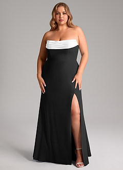 Azazie Saige Bridesmaid Dresses Ivory Black A-Line Off the Shoulder Chiffon Convertible Dress image14