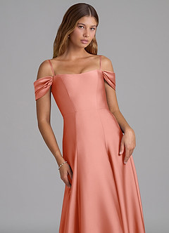 Azazie Seriana Suknie dla druhen Linia A Zza ramienia Satyna elastyczna Do ziemi Sukienka image2