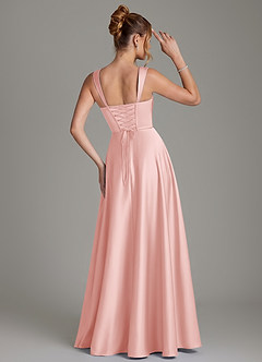 Azazie Azaria Robes de demoiselle d'honneur Robe Trapèze en Satin extensible Corset Rose Poudré image5