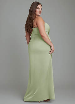 Azazie Calandra Robes de demoiselle d'honneur Robe Fourreau en Satin extensible Plissé Vert Sauge image12