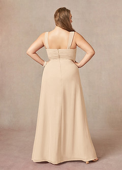 Azazie Weisz Mother of the Bride Dresses Sand A-Line Square Neckline Pleated Chiffon Dress image13
