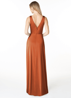 Azazie Nelly Brautjungfernkleider A-Linie Plissee mit V-Ausschnitt Stretch-Satin Kleid Kanel image2