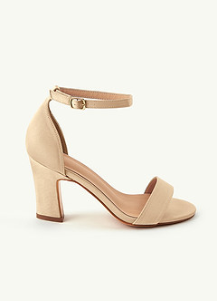 front Matchende farve stretch satin sandaler med chunky hæl og plisseret clutch sæt