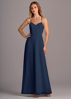 Azazie Mei Bridesmaid Dresses Dark Navy A-Line Chiffon Dress image3