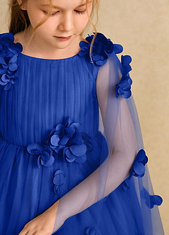 Azazie Staria Blumenmädchenkleider Ballkleid Gestreift Tüll Kleid Königsblau image10