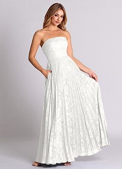 Azazie Mariana Bridesmaid Dresses White A-Line Strapless Floral Burnout Convertible Dress image3