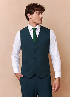 front Savile Teal Wool Blend Suit Vest