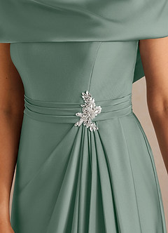 Azazie Branford Abiti per la Madre della Sposa Abito A-Line in Raso Elasticizzato Plissettato Salvia Argentata image4