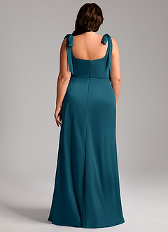 Azazie Frostine Brautjungfernkleider A-Linie Schleifen Stretch-Satin Kleid Tintenblau image13