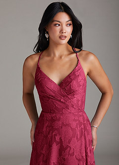 Azazie Davis Brudtärnklänningar Klänning av A-Line i Blommig Utbrändhet Plisserad Bourgogne image5