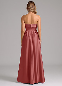 Azazie Lucienne 신부 들러리 드레스 A라인 스트랩리스 스트레치 새틴 바닥 길이 드레스 image7