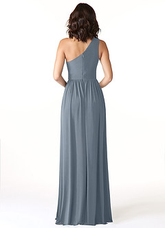 Azazie Jasna Bridesmaid Dresses Dusty Blue A-Line One Shoulder Luxe Knit Dress image2