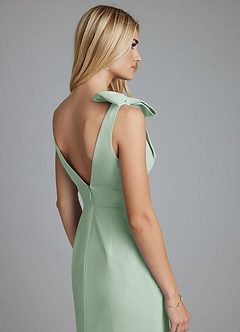 Azazie Taro At-home Try On Dresses Agave Sheath Bow Chiffon Dress image3