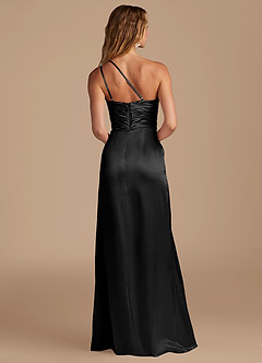 Azazie Eren Jurken voor bruidsmeisjes Jurk van Metaalachtig Satijn met Kolom One-Shoulder Zwart image5
