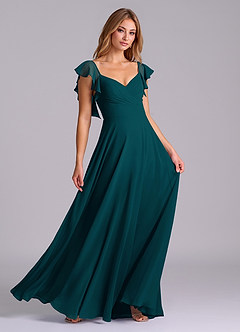Azazie Leilani Bridesmaid Dresses Pine A-Line Pleated Chiffon Dress image3